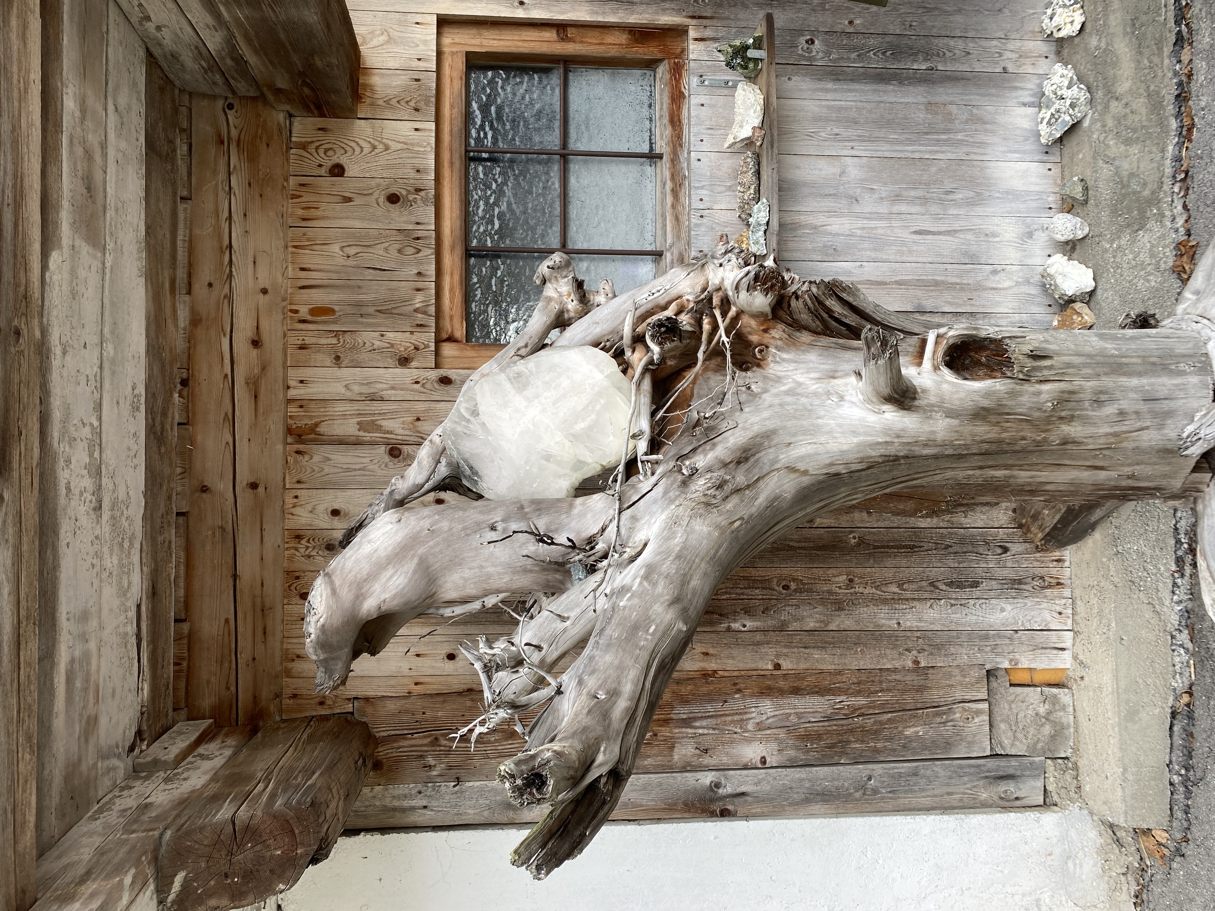 Bergkristallskulptur mit Baumwurzel Bergkristallskulptur mit Baumwurzel